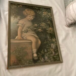 1929 LITHO PRINT-TITLED: "OVER THE GARDEN WALL" signed Annie Benson